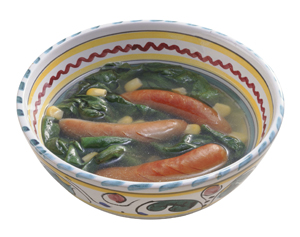 ソーセージとサラダ菜のスープ煮