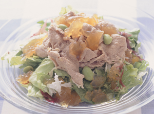 冷しゃぶの枝豆かんてんソース