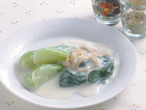 チンゲンサイの牛乳煮