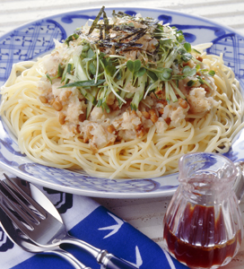 ツナとなっとうのスパゲティ