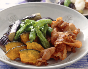 なすと豚肉の素揚げ
