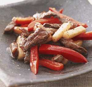 牛肉と長いもの黒こしょういため