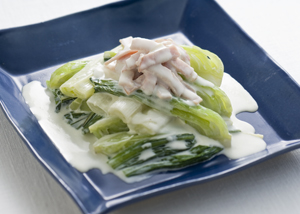 チンゲンサイとねぎのクリーム煮