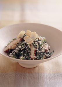 しゅんぎくとしいたけのカッテージチーズあえ