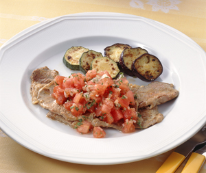 ソテーのトマトソースかけ