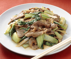 チンゲンサイと牛肉のいためもの