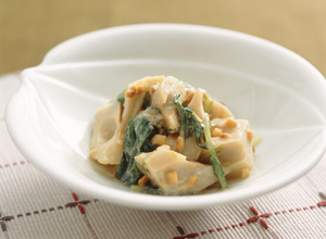 れんこんのピーナッツバターあえ