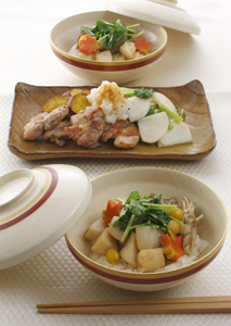 ほたての飯蒸し