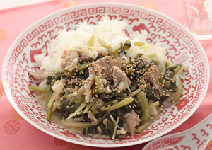 豚肉と高菜漬けのあんかけごはん