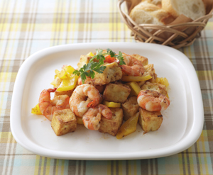 とうふとえびのプロバンス風炒め